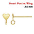 14k Gold Filled Heart Post Earring With Ring, 3.5 mm, (GF-794)